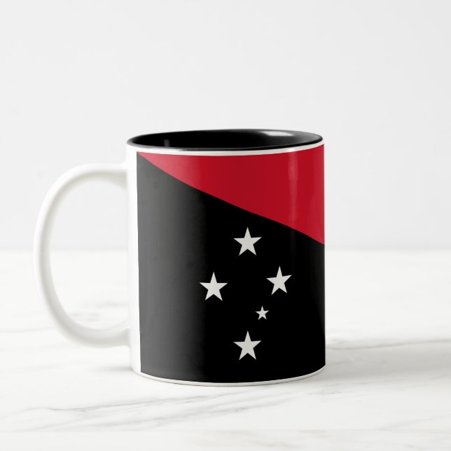 Papua New Guinea Flag Two-Tone Coffee Mug (Left)