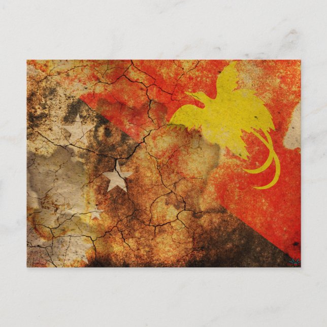 Papua New Guinea Grunge Flag Postcard (Front)