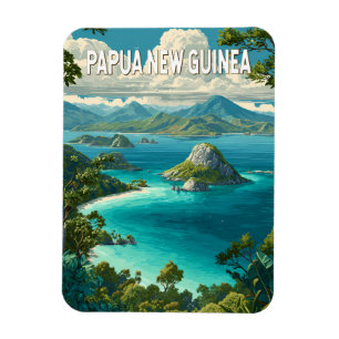 Papua New Guinea Illustration Travel Art Vintage Magnet