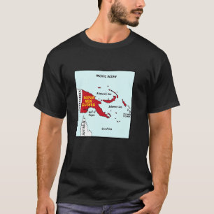 Papua New Guinea Map in flag colours. Surrounding  T-Shirt