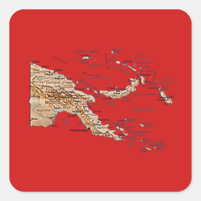 Papua New Guinea Map Sticker (Front)