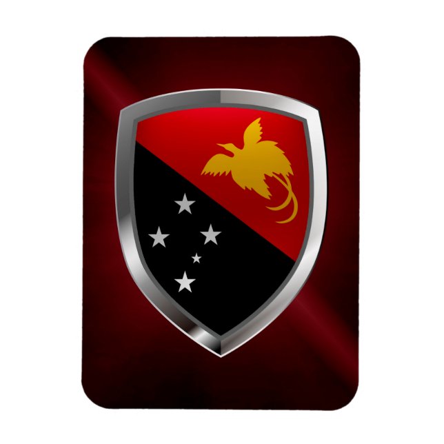 Papua New Guinea Metallic Emblem Magnet (Vertical)