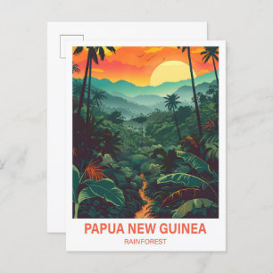 Papua New Guinea Rainforest Illustration Travel Postcard