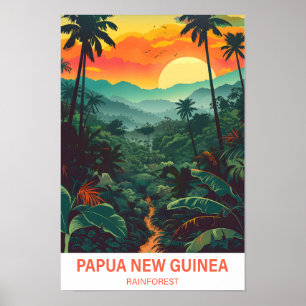 Papua New Guinea Rainforest Illustration Travel Poster