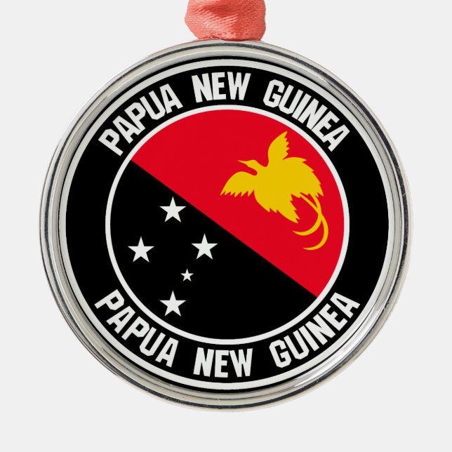 Papua New Guinea Round Emblem Metal Tree Decoration (Front)