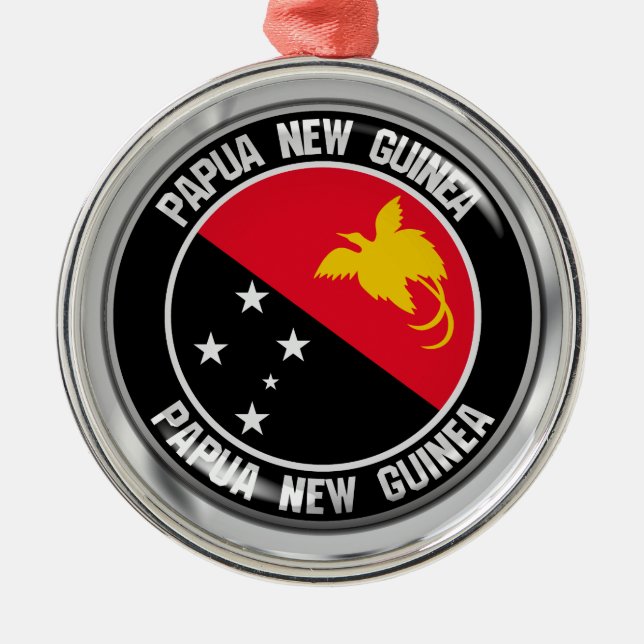 Papua New Guinea Round Emblem Metal Tree Decoration (Front)