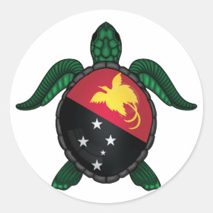 Papua new guinea sea turtle flag classic round sticker