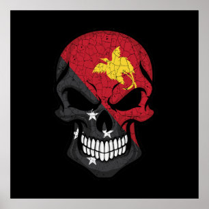 Papua New Guinea Smiling Skull Flag Poster