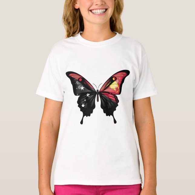 Papua New Guinea Swallowtail Butterfly Flag T-Shirt (Front)