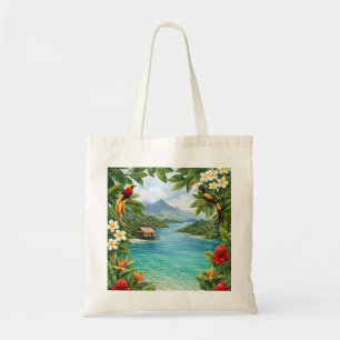 Papua New Guinea Tropical Lagoon Birds of Paradise Tote Bag