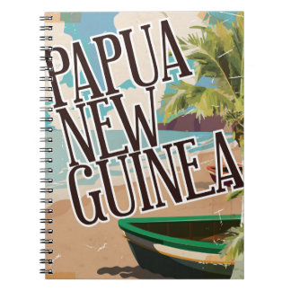 Papua New Guinea vintage travel poster art. Notebook