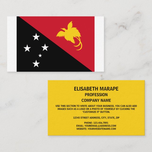 Papua New Guinean Flag, Flag of Papua New Guinea Business Card (Front/Back)