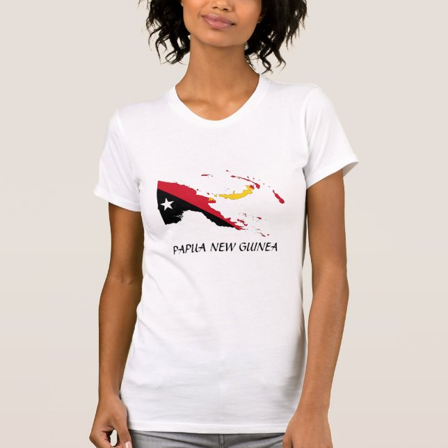 Papua NewGuinea Flag Map T-Shirt (Front)