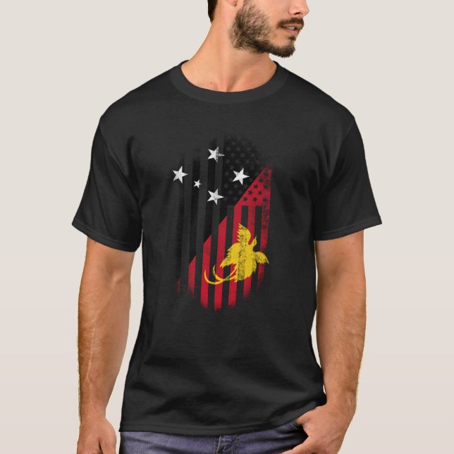 Papuan American Flag   Papua New Guinea and USA T-Shirt (Front)