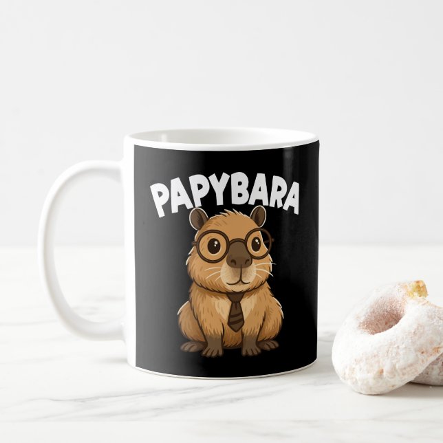 Papybara Funny Capybara Dad Coffee Mug (With Donut)