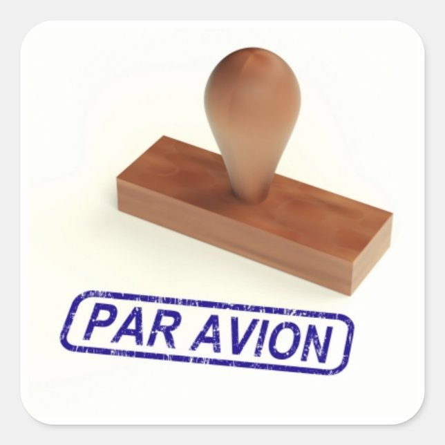 Par Avion Air Mail Square Sticker (Front)