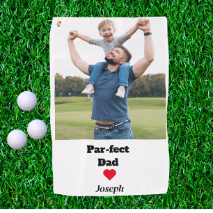 Par-fect Dad Funny custom Photo father's day  Golf Towel