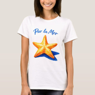 Par La Mer Coastal Watercolor Starfish Art T-Shirt