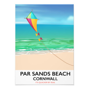 Par Sands Beach Cornwall beach travel poster