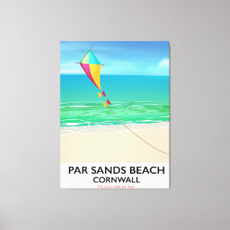 Par Sands Beach Cornwall beach travel poster Canvas Print