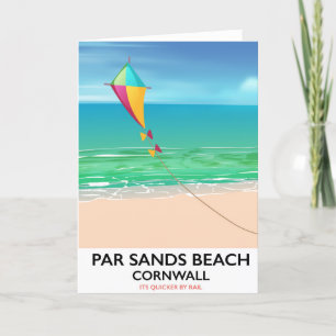 Par Sands Beach Cornwall beach travel poster Holiday Card