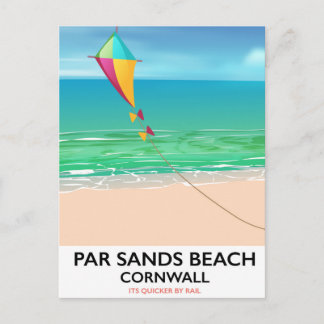 Par Sands Beach Cornwall beach travel poster Postcard