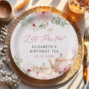 Par-tea Floral Tea Girl Birthday Party Paper Plate
