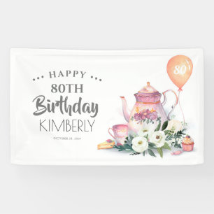 Par-Tea Floral Teapot Happy Birthday Banner