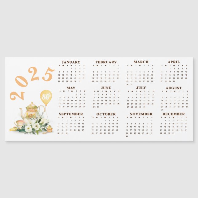 Par-Tea Yellow Floral 2025 Calendar (Front)