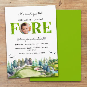 Par-tee 4th Birthday Golf First Birthday Photo Invitation