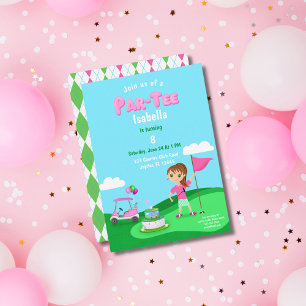 Par-Tee Chibi Girl Birthday Golf Party Invitation