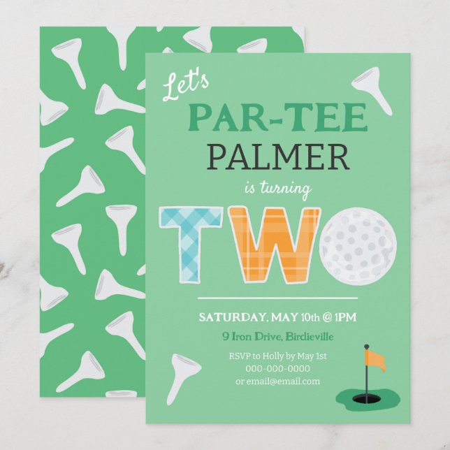 Par-tee Golf 2nd Birthday Golfing Invitation (Front/Back)