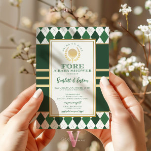 PAR-TEE Green Golf Themed Baby Shower Invitation 