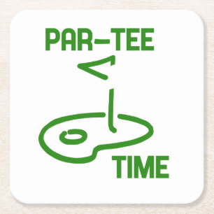 Par Tee Time Square Paper Coaster