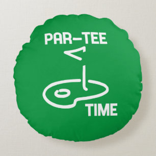 Par-Tee Time White Round Cushion