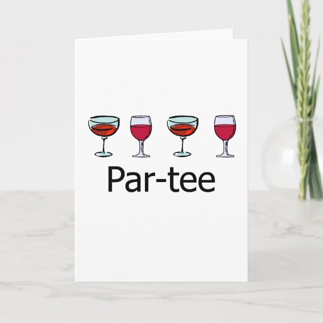 Par-tee  Wine Glass Party Card (Front)