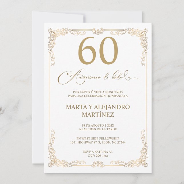 Para 60 Aniversario de Boda Invitation (Front)
