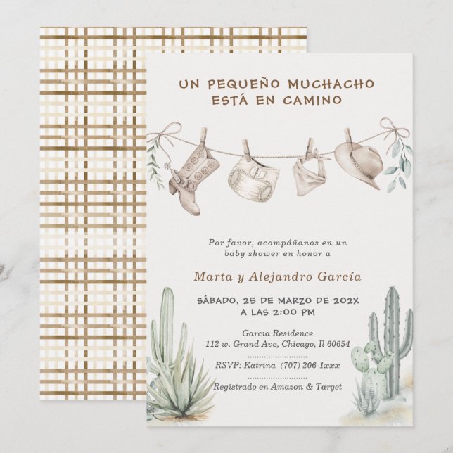 Para Baby Shower Vaquero Niño Personalizadas Invitation (Front/Back)