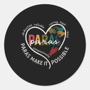 Para Heart Paraprofessional Teacher Paraeducator Classic Round Sticker