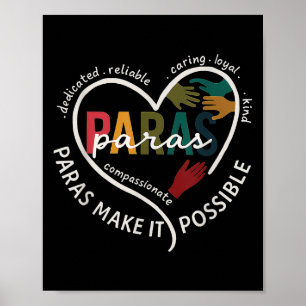 Para Heart Paraprofessional Teacher Paraeducator Poster