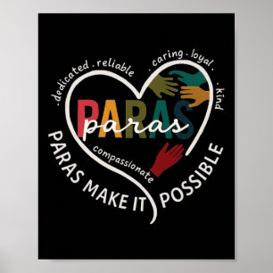 Para Heart Paraprofessional Teacher Paraeducator Poster