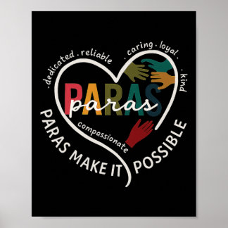Para Heart Paraprofessional Teacher Paraeducator Poster