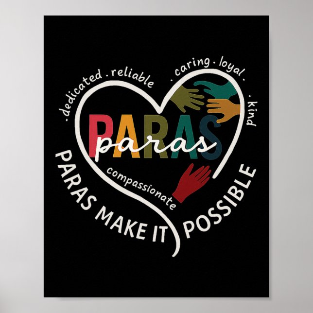 Para Heart Paraprofessional Teacher Paraeducator  Poster (Front)