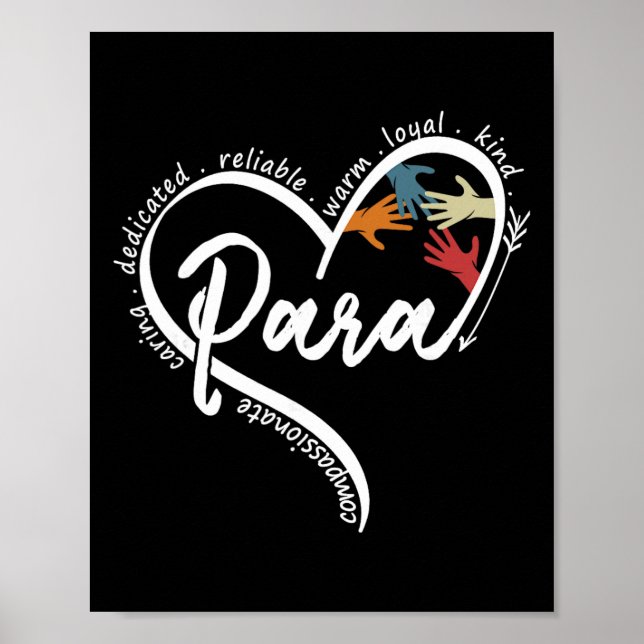 Para Heart Paraprofessional Teacher Paraeducator  Poster (Front)