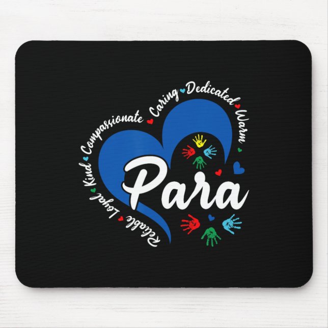 Para Heart Teacher Paraprofessional School Appreci Mouse Mat (Front)