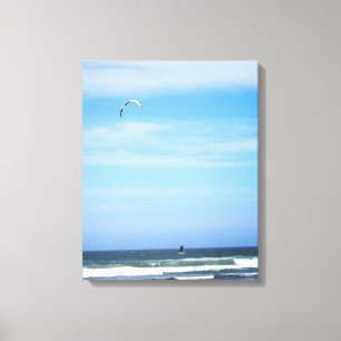 Para Surfer in the Air Over the Beach Colour 16x20 Canvas Print