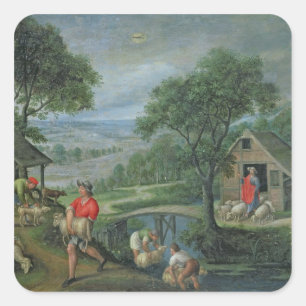 Parable of the Good Shepherd, c.1580-90 Square Sticker