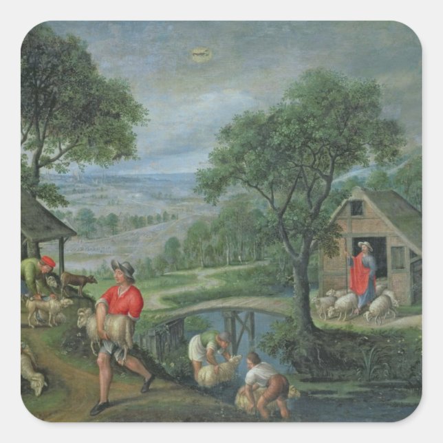 Parable of the Good Shepherd, c.1580-90 Square Sticker (Front)