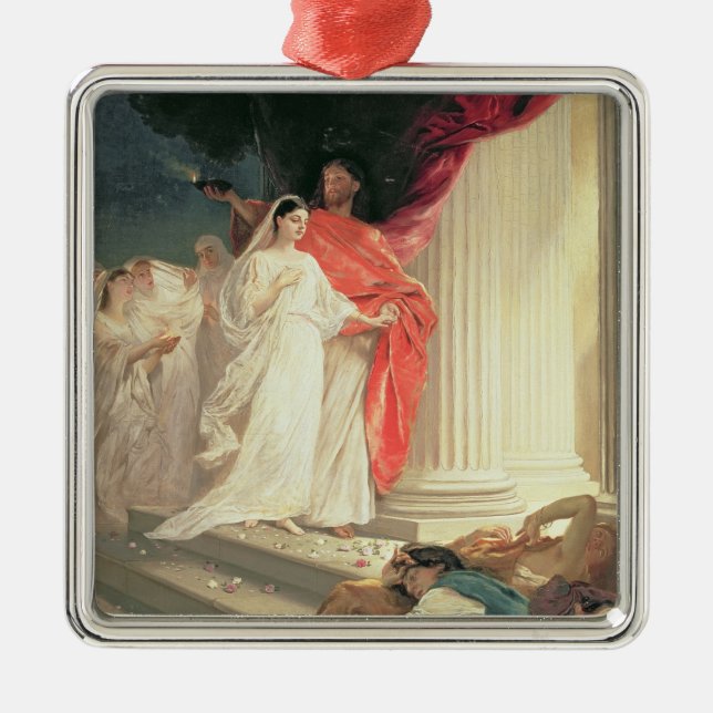 Parable of the Wise and Foolish Virgins, 1886 Metal Tree Decoration (Front)