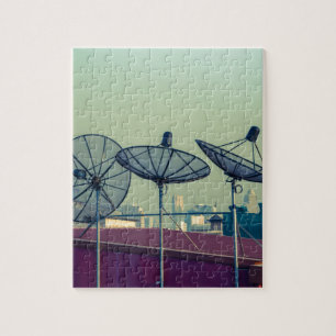 Parabolic antenna on the roofs of Bangkok Jigsaw Puzzle
